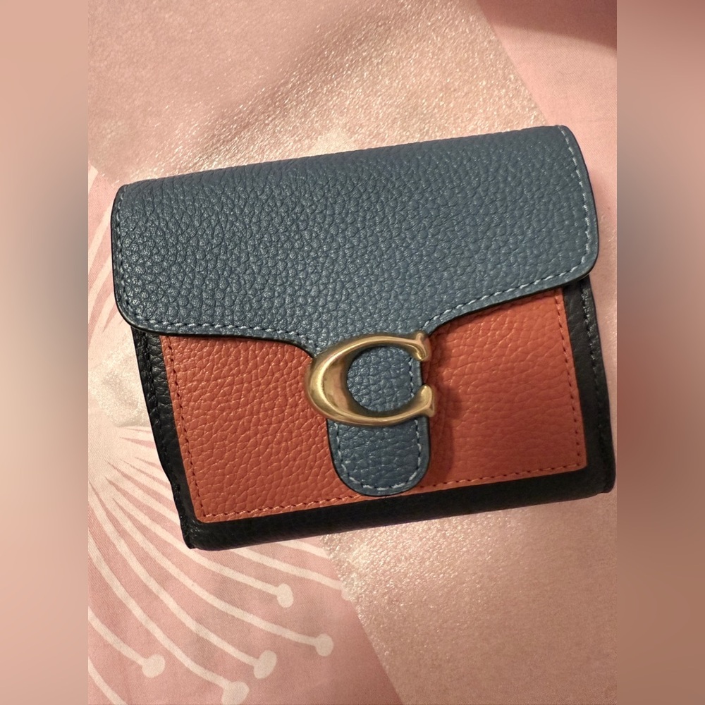 Coach Colorblock Tabby Small Wallet Pebbled Leather